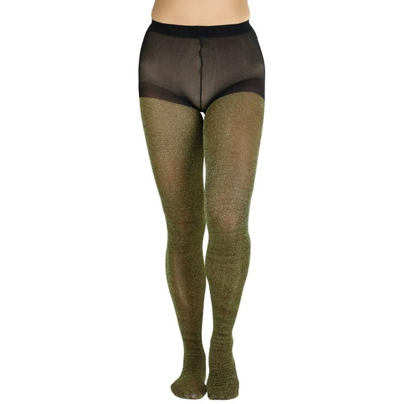 ToBeInStyle Women's Dazzling Shimmer Lurex Tights - Black/Gold