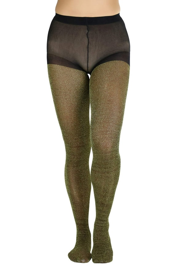 Women's Dazzling Shimmer Lurex Tights - Black/Gold