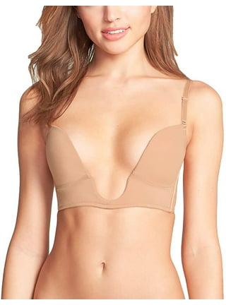 Spencer Women's Strapless Push Up Invisible Sticky Bra Silicone Reusable  Self Adhesive Backless Bra for Dress Halter Beige,B Cup 