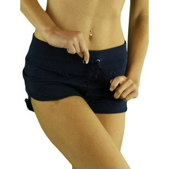 ToBeInStyle Women's Dolphin Style Drawstring Cotton Shorts - Navy - Medium