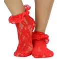 thumbnail image 1 of ToBeInStyle Women's Elegant Lace Anklet Fashion Socks w/ Ruffle Cuff - Red - One Size, 1 of 7