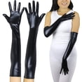 thumbnail image 1 of ToBeInStyle Women's Extra Long Metallic Gloves - Black, 1 of 5