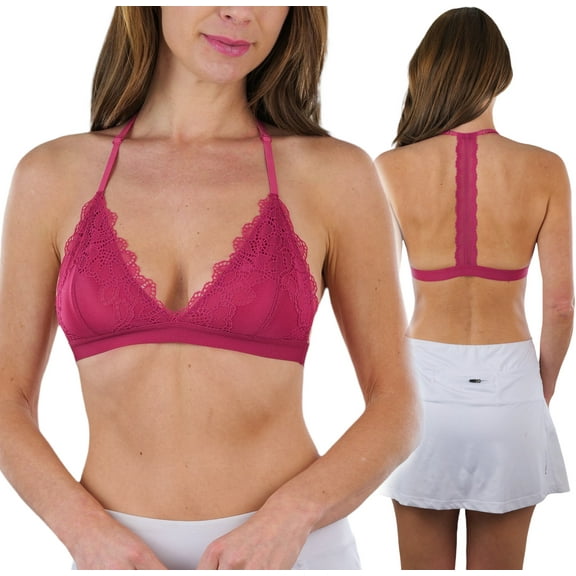 ToBeInStyle Women's Eyelet Lace T-Back Plunge Bralette
