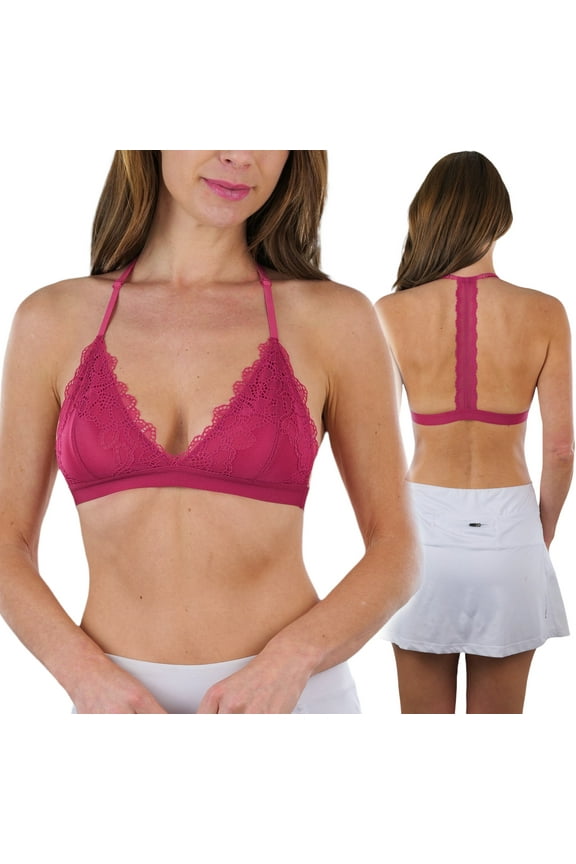 Women's Eyelet Lace T-Back Plunge Bralette