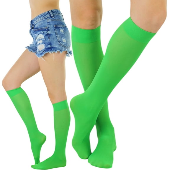 ToBeInStyle Women's Fashion Opaque Nylon Knee High Socks - Kelly Green