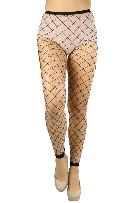 Women's Fence Net Footless Tights - Black - One Size