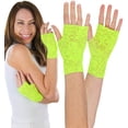 thumbnail image 1 of ToBeInStyle Women's Fishnet Floral Lace Gloves - One Size - Neon Green, 1 of 6