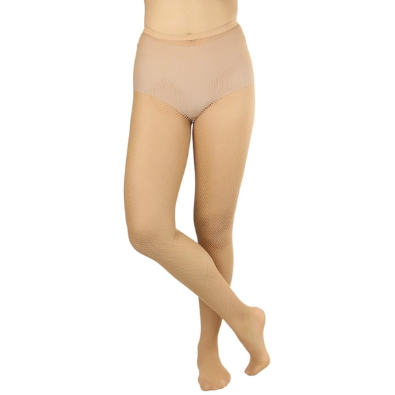 ToBeInStyle Women's Fishnet Seamless Full Footed Panty Hose Tights Hosiery - Beige - One Size
