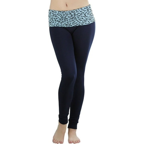 ToBeInStyle Women's Fleece Lined Leggings with High-Waist Leopard Band