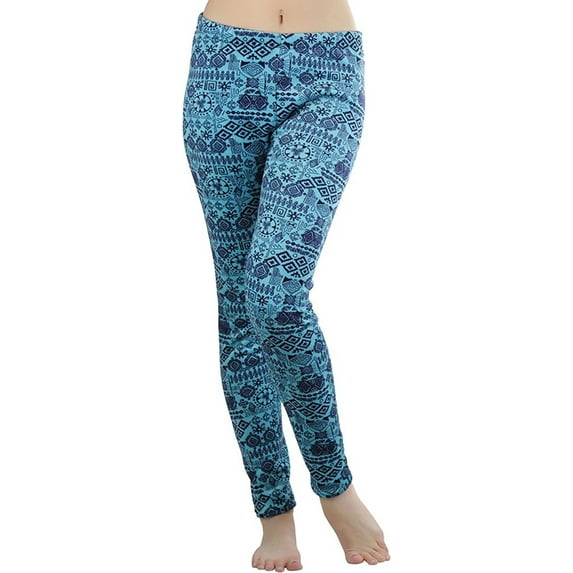 ToBeInStyle Women's Fleece Lined Leggings with Tribal Print Band