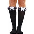 thumbnail image 1 of ToBeInStyle Women's Flirty Knee High Fashion Socks w/ Ruffled Top - Black & Pink, 1 of 7