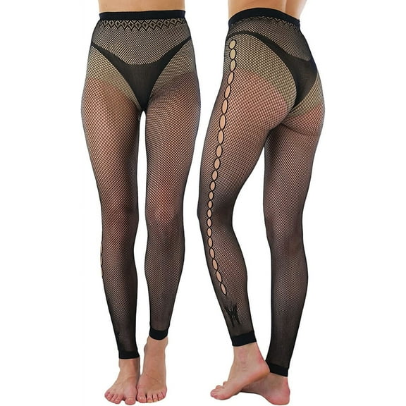 ToBeInStyle Women's Footless Butterfly Trail Fine Fishnet Tights - Black