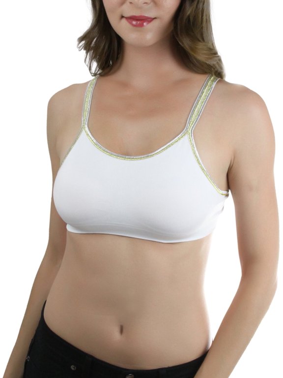 Women's Four Thin Metallic Strap Standard Double Layer Bra
