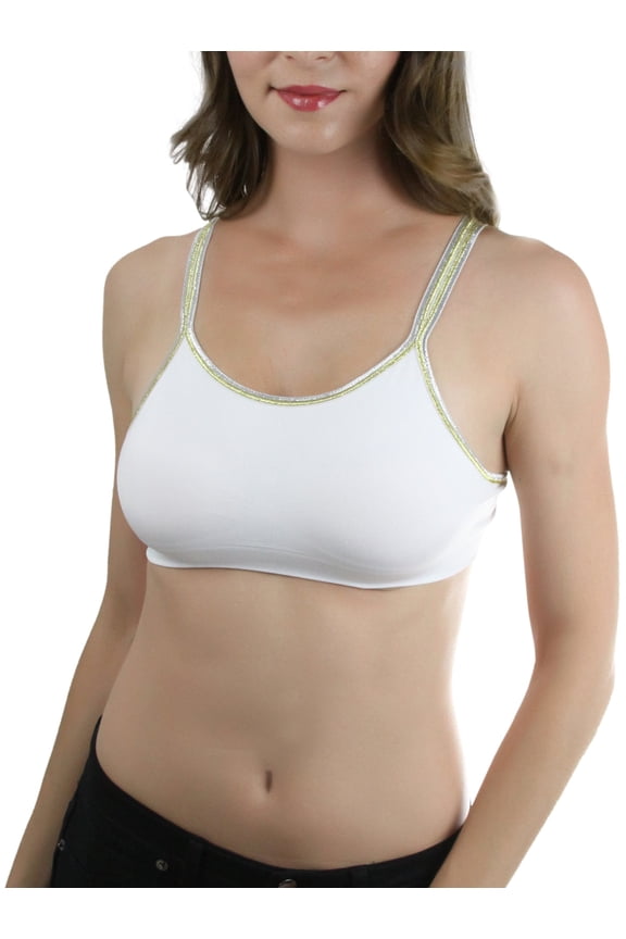 Women's Four Thin Metallic Strap Standard Double Layer Bra