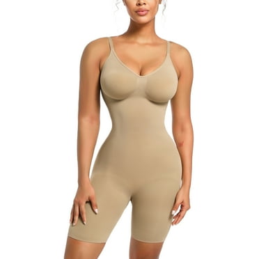 ToBeInStyle Women's Full Body Slimming Bodysuit Shapers - Mid-Thigh Shorts - Beige