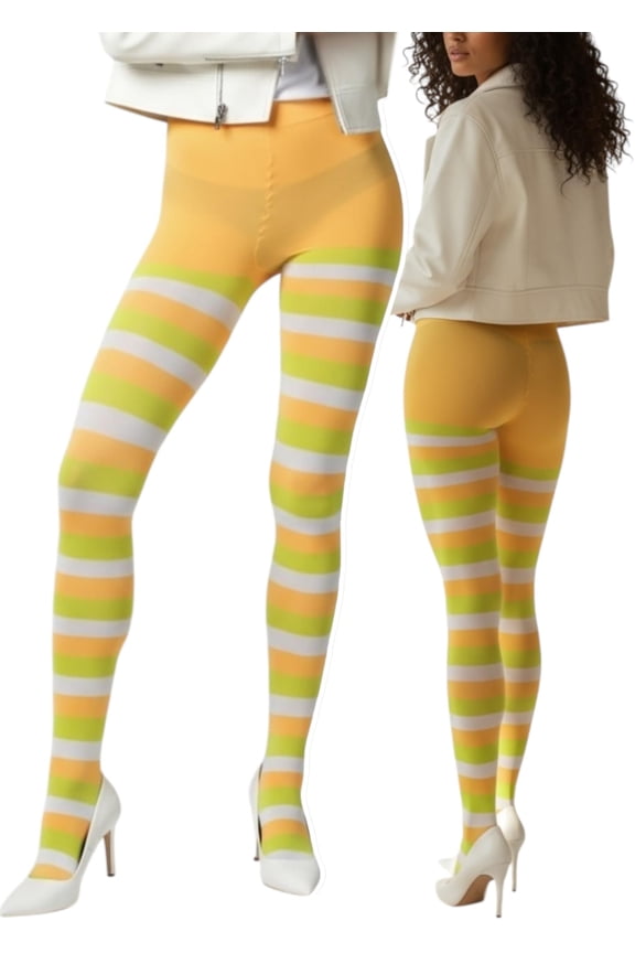 Women's Candy Corn Pattern Spandex Pantyhose Os Multicoloured