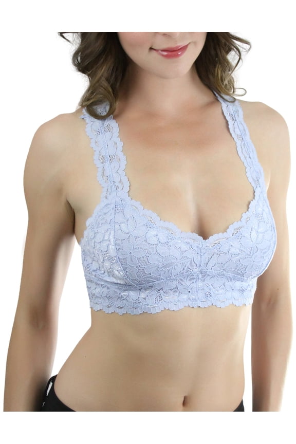 Women's Galloon Sheer Lace Racerback Bralette - Periwinkle - M/L