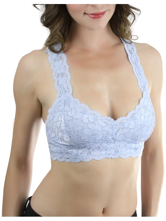 Women's Galloon Sheer Lace Racerback Bralette - Periwinkle - M/L