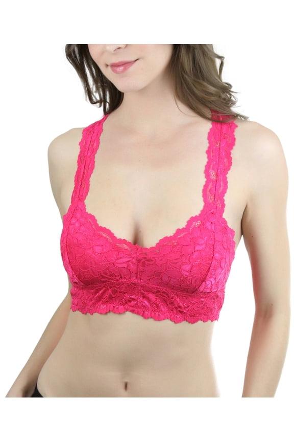 Women's Galloon Sheer Lace Racerback Bralette - Washed Red - X/S