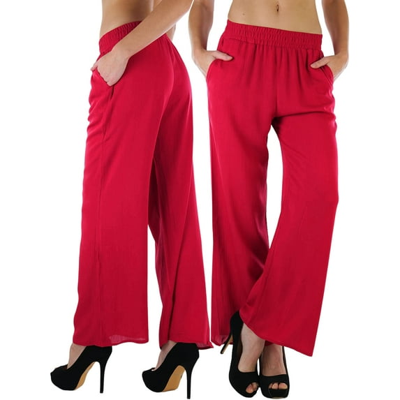 ToBeInStyle Women's Gauze Palazzo Crinkle Pants