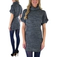 thumbnail image 1 of ToBeInStyle Women's Heavy Knit Sweater Tunic with Wide Fold-Over Turtleneck - Gray - L, 1 of 7