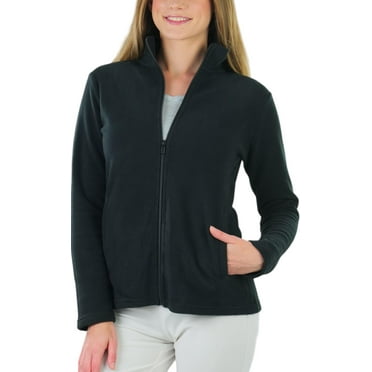 ToBeInStyle Women's High Collar Polar Fleece Long Sleeve Jacket - Black - X-Large