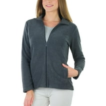ToBeInStyle Women's High Collar Polar Fleece Long Sleeve Jacket - Charcoal - 3X-Large