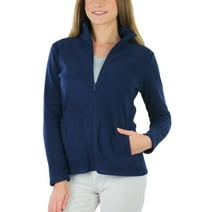 ToBeInStyle Women's High Collar Polar Fleece Long Sleeve Jacket - Navy - 2X-Large