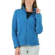 ToBeInStyle Women's High Collar Polar Fleece Long Sleeve Jacket - Steel Blue - Small