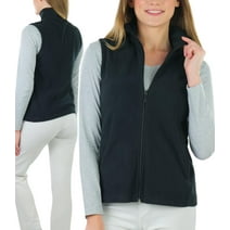 ToBeInStyle Women's High Collar Polar Fleece Sleeveless Jacket - Black - X-Large