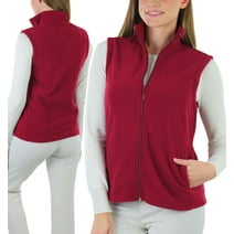 ToBeInStyle Women's High Collar Polar Fleece Sleeveless Jacket - Burgundy - Medium