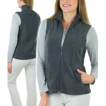 ToBeInStyle Women's High Collar Polar Fleece Sleeveless Jacket - Charcoal - 3X-Large