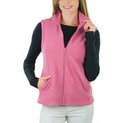 ToBeInStyle Women's High Collar Polar Fleece Sleeveless Jacket - Dark Rose - Large