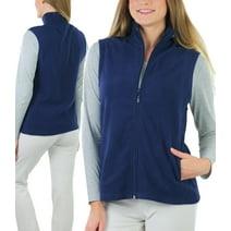 ToBeInStyle Women's High Collar Polar Fleece Sleeveless Jacket - Navy - Medium