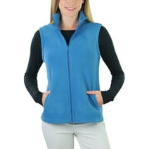 ToBeInStyle Women's High Collar Polar Fleece Sleeveless Jacket - Steel Blue - Medium