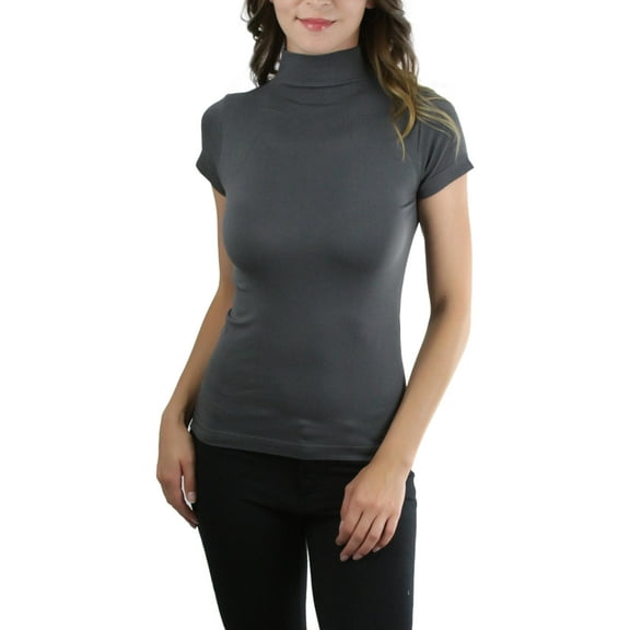 ToBeInStyle Women's High Neck Short Sleeved Top
