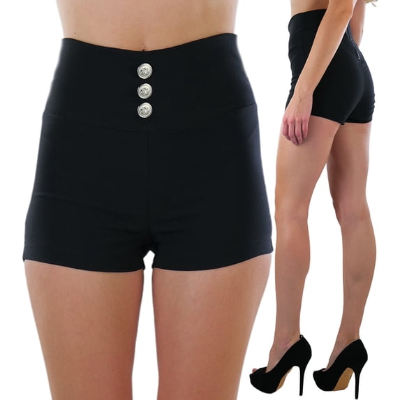 ToBeInStyle Women's High Waist Three Button Shorts