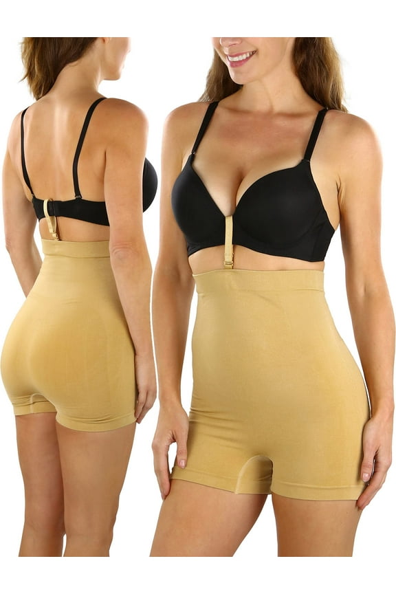 Women's High-Waisted Boyshort Shaper w/Bra Strap