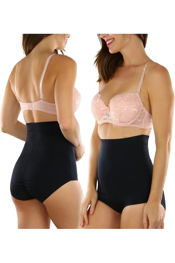 Women's High Waisted Smooth and Silky Torso Control Bikini Shapewear - Black - Medium
