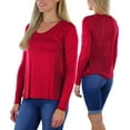 thumbnail image 1 of ToBeInStyle Women's L.S. Knit With Sheering Back Neck Detail - Burgundy - Medium, 1 of 6