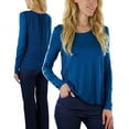 thumbnail image 1 of ToBeInStyle Women's L.S. Knit With Sheering Back Neck Detail - Teal - Small, 1 of 6