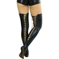 thumbnail image 1 of ToBeInStyle Women's Lace Up Wet Look Thigh High - Black - One Size, 1 of 7