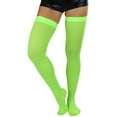 thumbnail image 1 of ToBeInStyle Women's Nylon Thigh High Schoolgirl Opaque Stockings Neon Green, 1 of 7