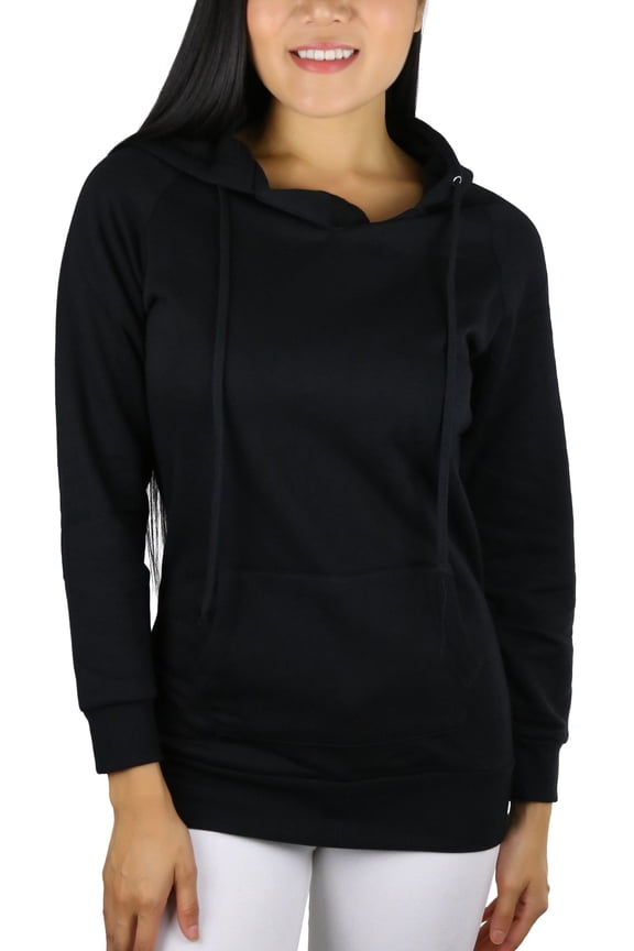 Women's Long Sleeve Kangaroo Pocket Pullover Hoodie - Small