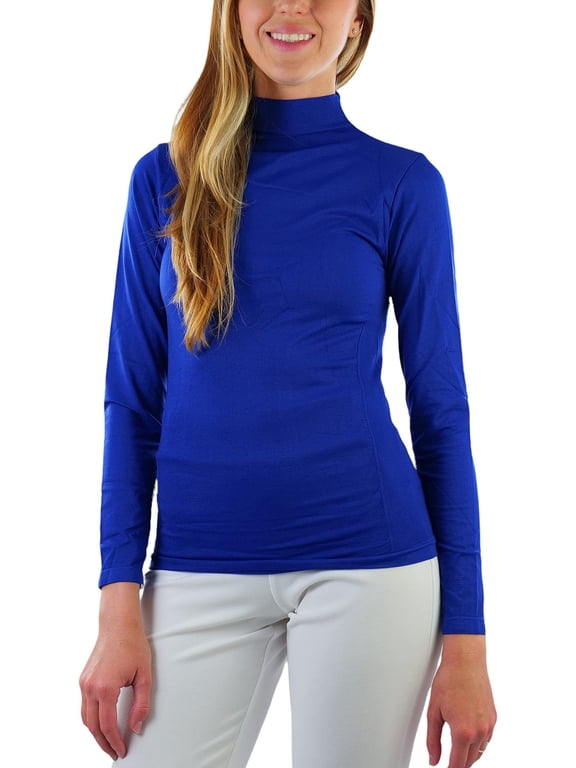 Women's Long Sleeve Turtleneck Top - Royal Blue