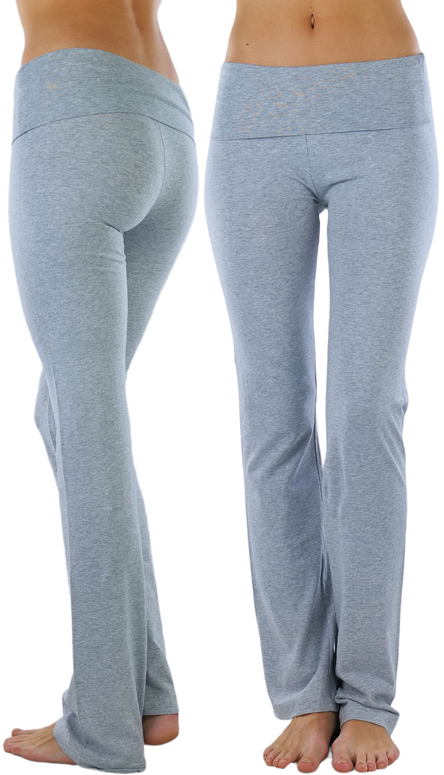 ToBeInStyle Women's Low Rise Sweatpants w/Fold-Over Waistband - Small -  Light Gray 