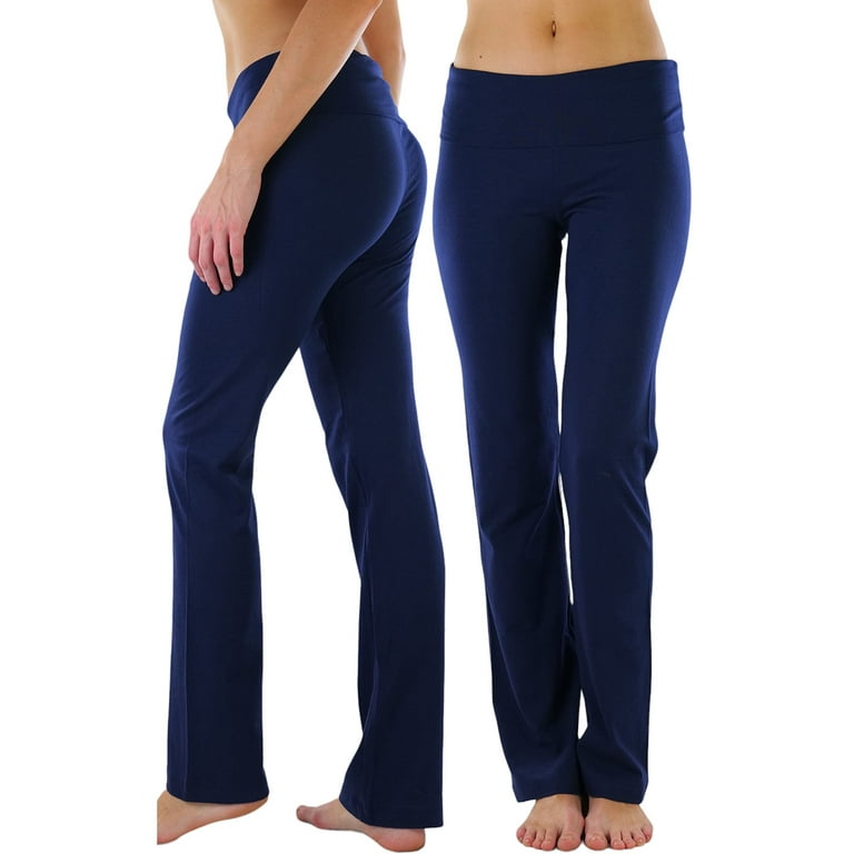 ToBeInStyle Women's Low Rise Sweatpants w/Fold-Over Waistband - Small -  Navy 