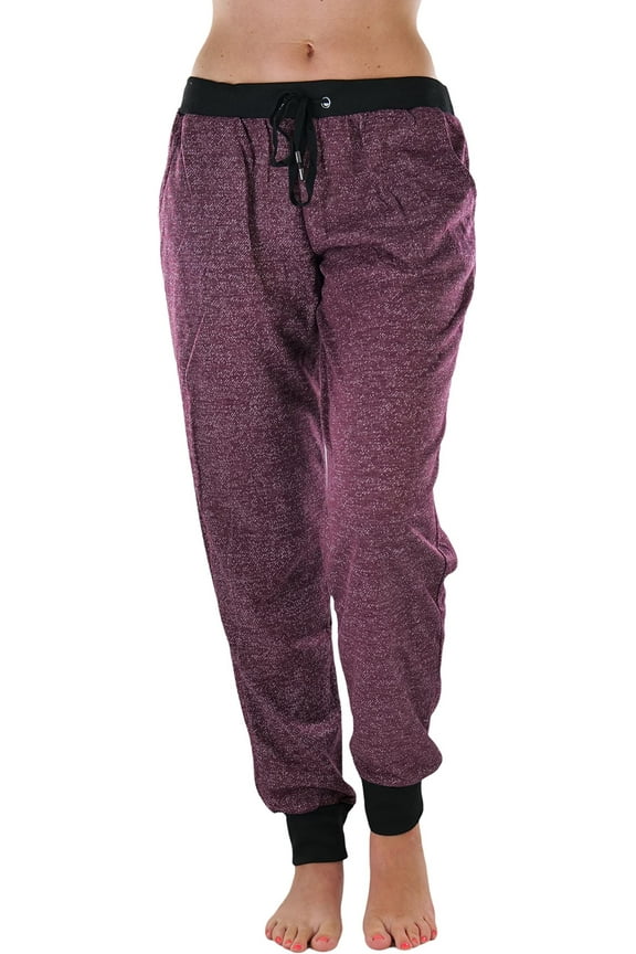 Women's Marled Print French Terry Jogger Pants with Cuff Ends