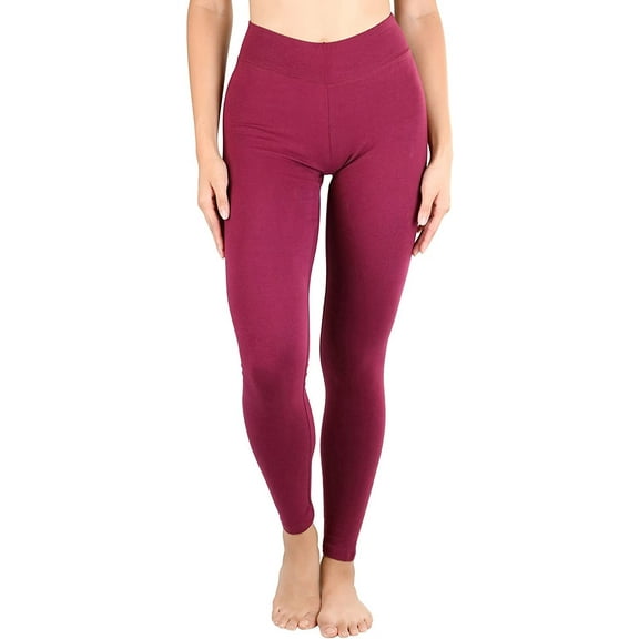 ToBeInStyle Women's Medium Weight Classic Breathable Cotton Legging - Burgundy - Medium