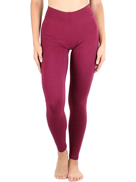 Women's Medium Weight Classic Breathable Cotton Legging - Burgundy - Medium